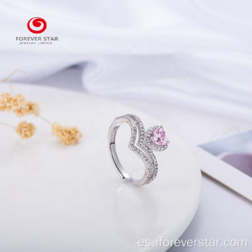 Anillo de boda de la mujer de la forma de la forma del corazón de cristal